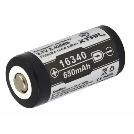 Xtar 16340 įkraunama baterija 650 mAh