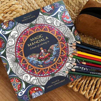 Magic Mandala a Book of Coloring in spalvinimo knyga Blue Angel