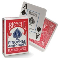 Bicycle Pinochle Jumbo kortos (Raudonos)