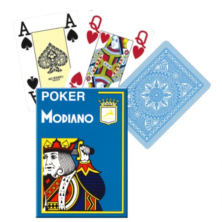 Poker 4 Jumbo Index kortos (šviesiai mėlynos) Modiano