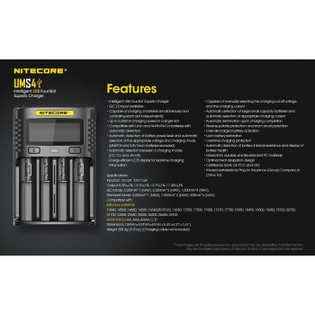 Nitecore UMS4 Intelligent USB Superb Baterijų įkroviklis 