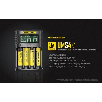 Nitecore UMS4 Intelligent USB Superb Baterijų įkroviklis 