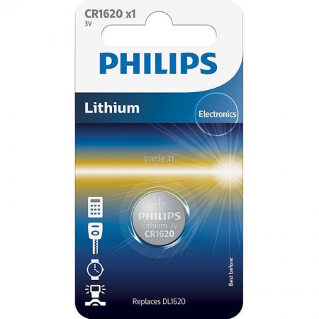 Philips CR1620 baterijos 1 vnt.