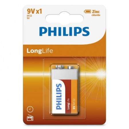 Philips Longlife 6F22 9V baterijos 1 vnt.