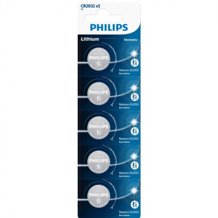 Philips CR2032 baterijos 5 vnt.