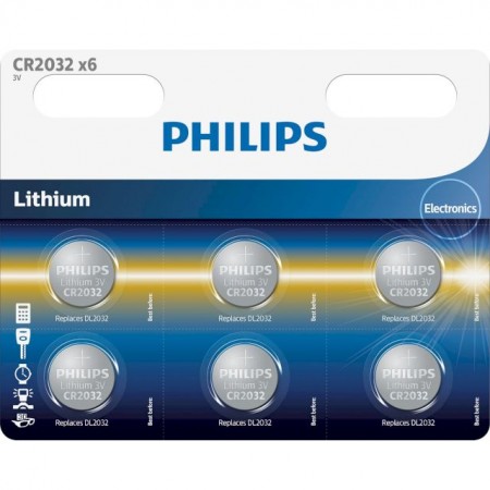 Philips CR2032 baterijos 6 vnt.