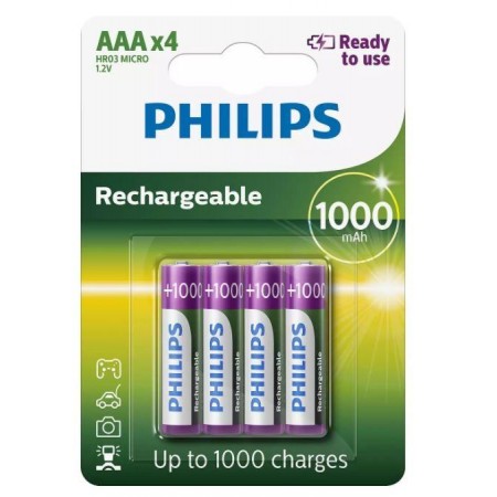 Philips R2U HR03 AAA 1000mAh įkraunamos baterijos 4 vnt.