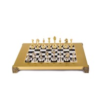 Klasikinis metalinių Staunton šachmatų rinkinys 28x28cm su figūrėlėmis ir lenta Manopoulos
