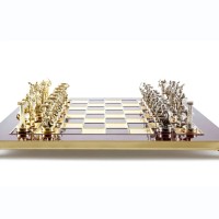 „Milžinų mūšis“ metalinių šachmatų rinkinys su 36cm šachmatų lenta Manopoulos