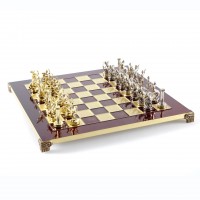 „Heraklio darbai“ metalinių šachmatų rinkinys su 36cm šachmatų lenta Manopoulos