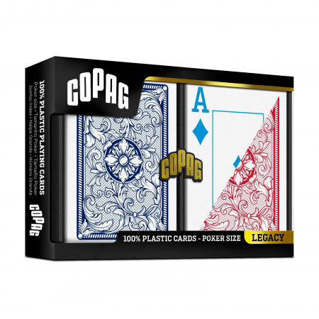 Legacy 4 Colors Poker size žaidimo kortos dviguba kaladė (raudonos ir mėlynos) Copag 