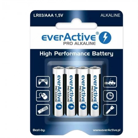 EverActive AAA LR03 Pro 4BL Šarminės baterijos 4 vnt.